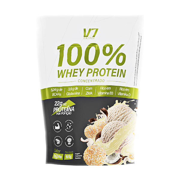 Whey Protein Concentrado - Sabor Beijinho 900g - V7 Energy