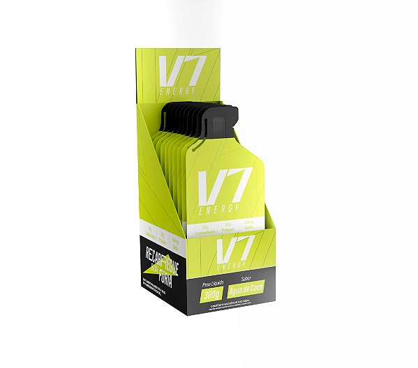 Gel de Carboidrato V7 Energy - Caixa 10 Unidades (Sabor Água de Coco)