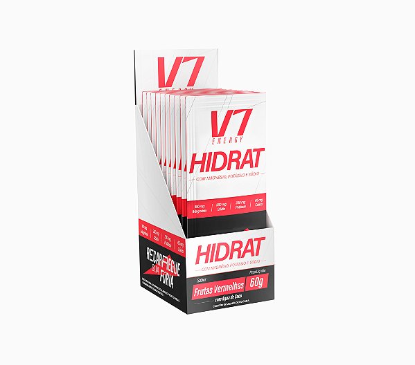 V7 Hidrat - Caixa com 10 sachês (Sabor Frutas Vermelhas e Água de Coco) - V7 Energy