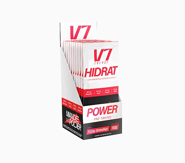 V7 Hidrat - Caixa com 10 sachês (Sabor Frutas Vermelhas e Água de Coco) - V7 Energy