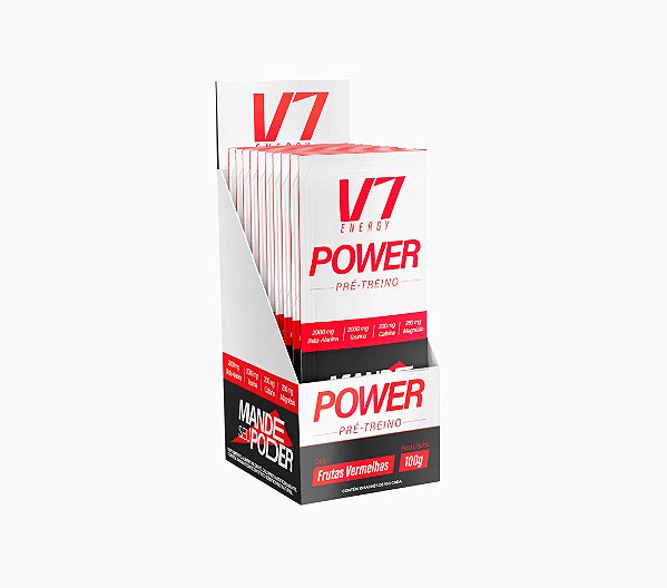 Pré-Treino V7 Power - Caixa com 10 Sachês (Sabor Frutas Vermelhas)  – V7 Energy
