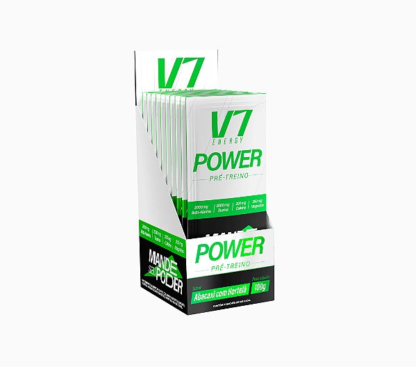 Pré-Treino V7 Power - Caixa com 10 Sachês (Sabor Abacaxi com Hortelã)  – V7 Energy