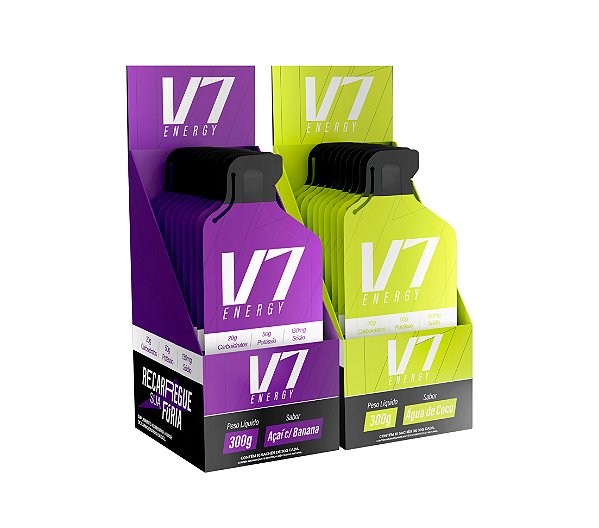 Gel de Carboidrato V7 Energy - Caixa 10 Unidades (Sabores Variados)