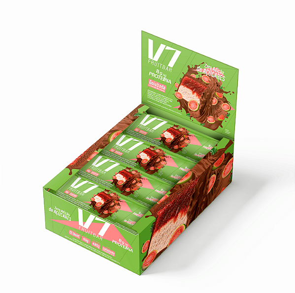 V7 Fruitbar de Goiabada 8g de proteína - 12 Unidades 40gramas