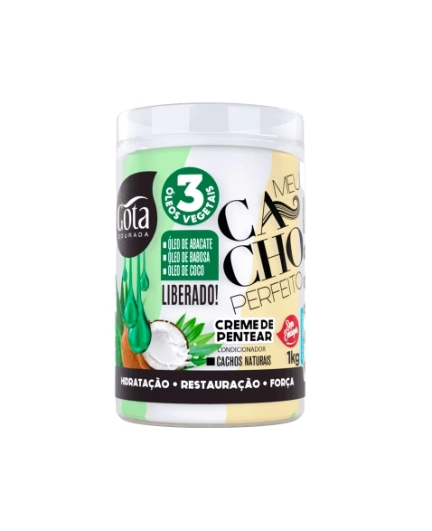 CREME DE PENTEAR HIDRATAÇÃO GOTA DOURADA MEU CACHO PEFEITO OLÉOS VEGETAIS 1KG