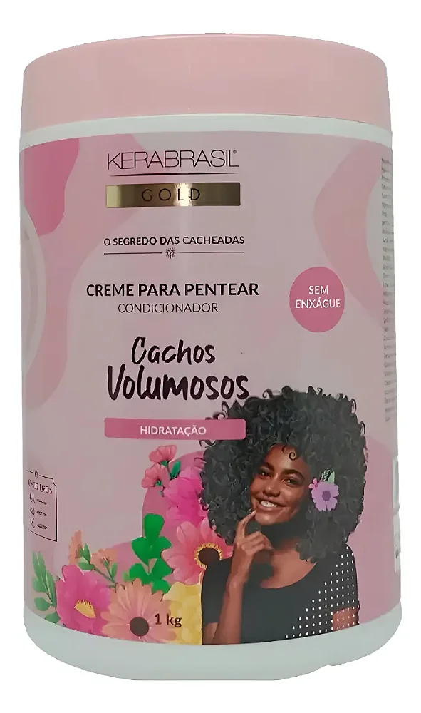 CREME DE PENTEAR CACHOS VOLUMOSOS KERA BRASIL GOLD 1K
