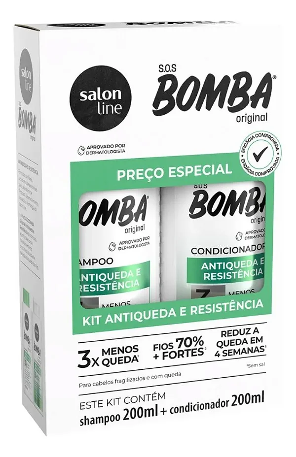 Kit Shampoo 300ml + Condicionador 200ml SOS Bomba Antiqueda