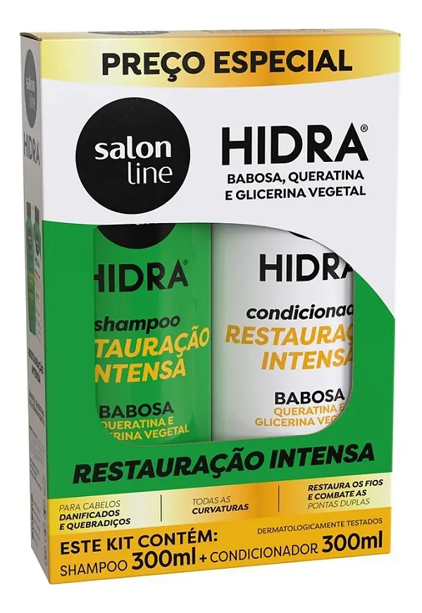 Kit Hidra Restauração Intensa Babosa, Queratina – Salon Line (Shampoo + Condicionador)