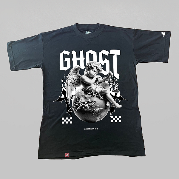 Camiseta Oversized Ghost Guy - Angel - Preta