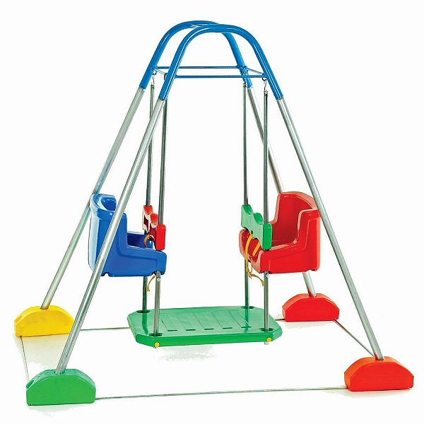 Balanço Duplo Com Estrutura Azul - Jundplay