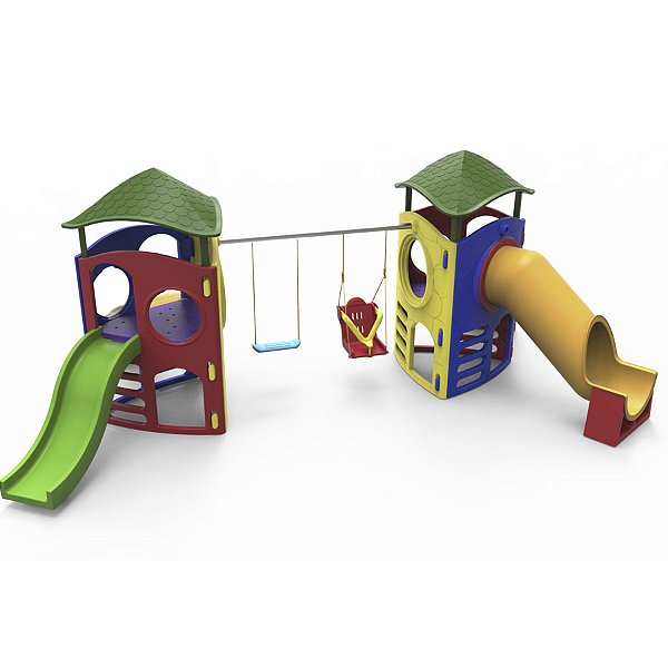 Playground Aventura Com Tubo II Com Balanço Com Acessibilidade E Telhado