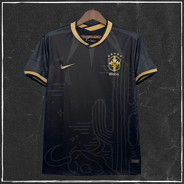 Camisa seleção do Brasil 22/23 Preta e Dourada