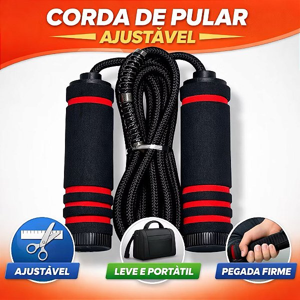 ￼Corda de Pular Ajustável Nylon | Treino Cardio Fitness em Casa | Adulto e Infantil