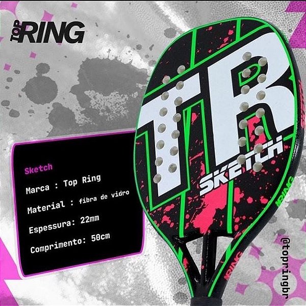 Raquete TOP RING |  Sketch Verde & Pink