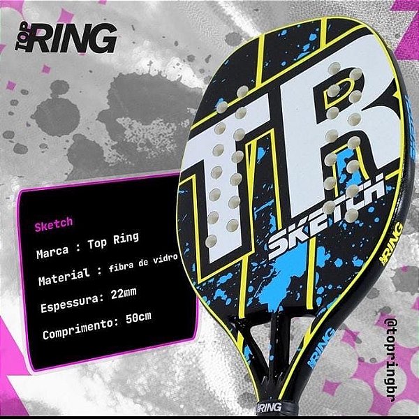 Raquete TOP RING | Sketch Amarela & Azul
