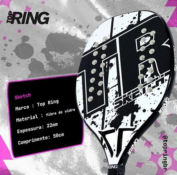 Raquete TOP RING | Sketch Branca & Preta