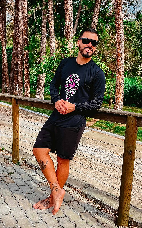 Camiseta Manga Longa Pink BT | Masculina (Preta)