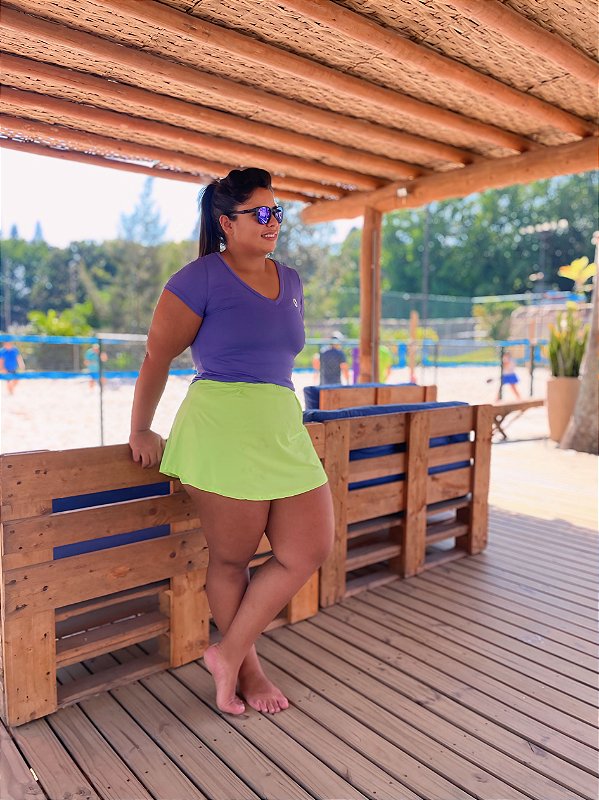 Saia shorts DRAPEADO | Pink BT (verde lima)