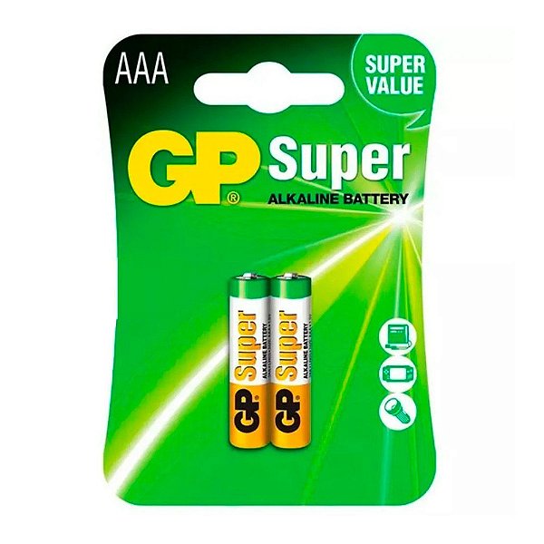 Pilha AAA Super Alcalina L03 1,5V GP Batteries 2 UNIDADES - Lojamatel