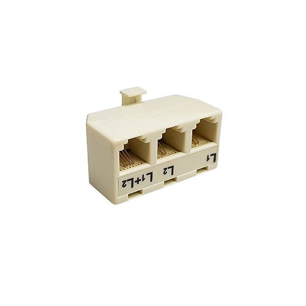 Pino Modular RJ11 4 Vias -> 2 RJ11 Femea (L1/L2)