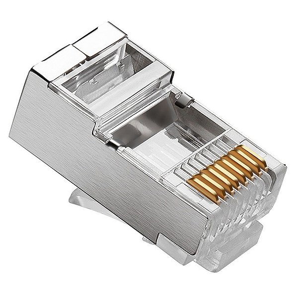 KIT Conector RJ45 Macho CAT.5e Blindado - 10 peças