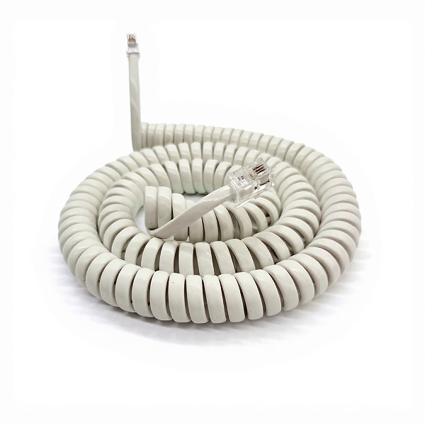 Cordão Espiral Modular com 5 metros BRANCO - 4 VIAS RJ9 4x4