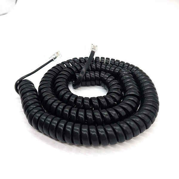Cordão Espiral Modular com 5 metros PRETO - 4 VIAS RJ9 4x4