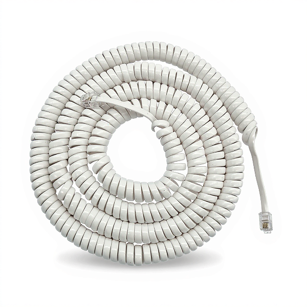 Cordão Espiral Modular com 10 metros BRANCO - 4 VIAS RJ9 4x4