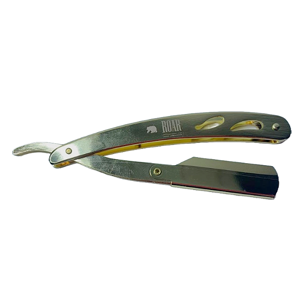 Navalhete Profissional Para Barbear Cortar Cabelo Acabamento De Navalha Barbeiro Cabelereiro Dourado Roar