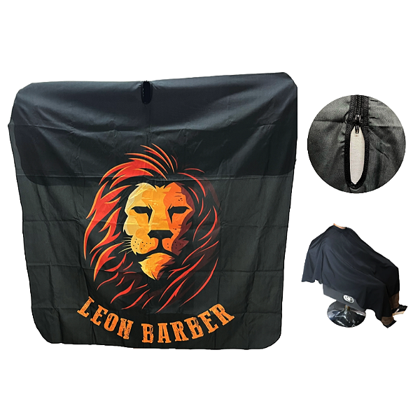 Capa Preta microfibra para barbeiro Salão de beleza Leon Barber