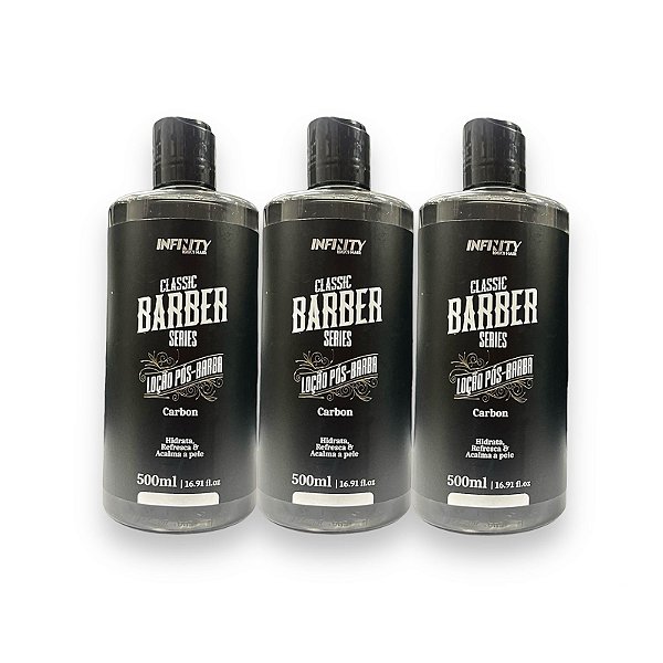 Kit Loção Pós Barba 500ml INFINITY LOOKS HAIR Carbon 3 unidades