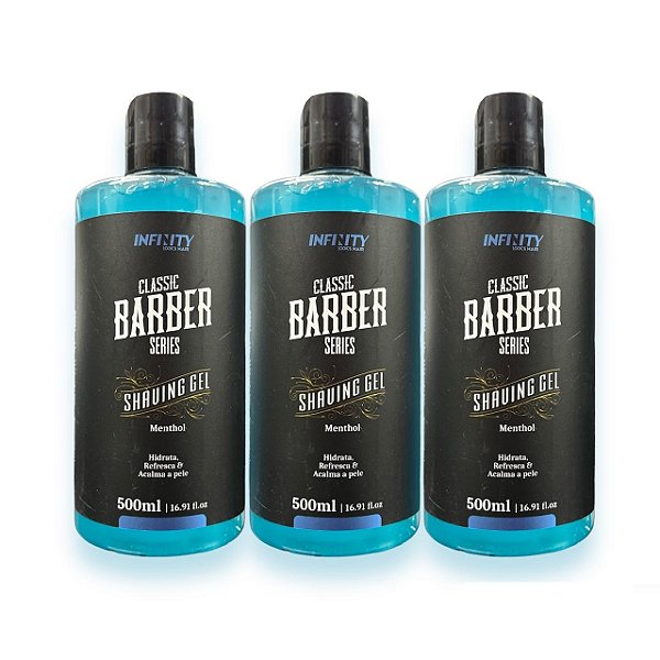 Kit Shaving Gel barbear 500ml INFINITY LOOKS HAIR Menthol 3 unidades