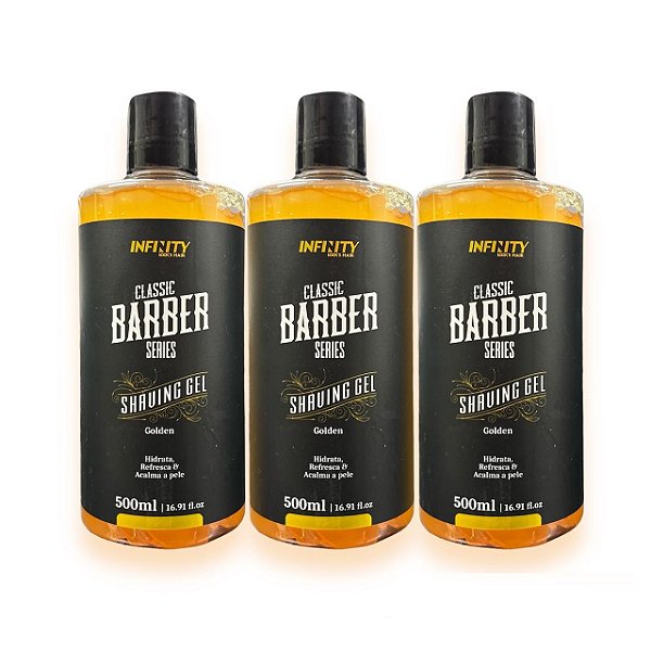 Kit Shaving Gel barbear 500ml INFINITY LOOKS HAIR Golden 3 unidades