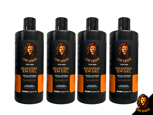 Kit 4 Shaving em gel para Barbear Leon Barber 500ml