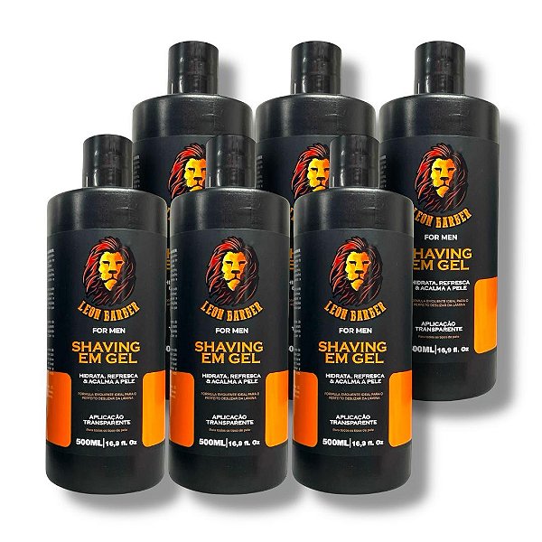 Kit Shaving em gel para Barbear Leon Barber 6 unidades 500ml