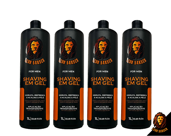 Kit 4 Shaving em gel para Barbear Leon Barber 1L