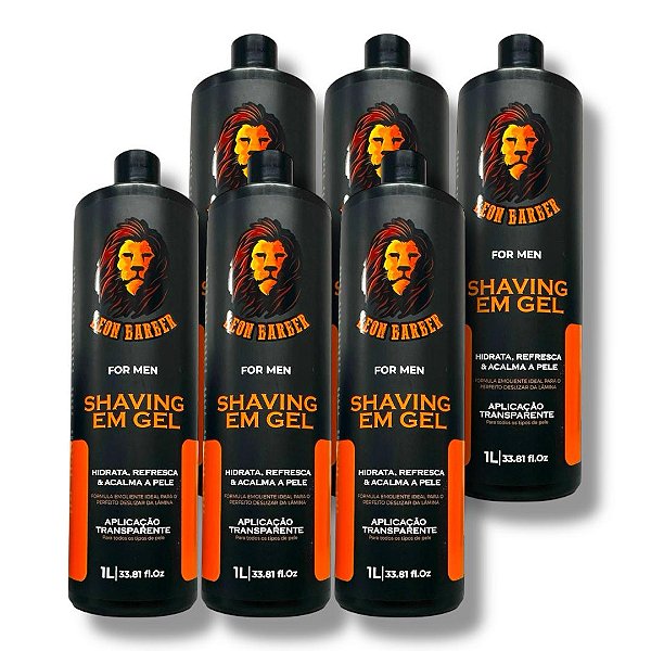 Kit Shaving em gel para Barbear Leon Barber 6 unidades 1L