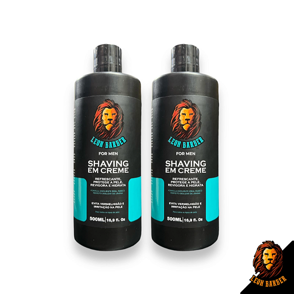 Kit 2 Shaving em Creme para Barbear Leon Barber 500ml