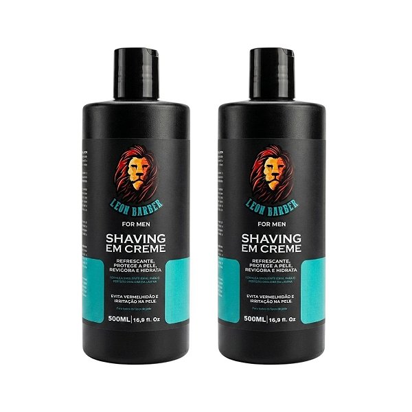 KIT Shaving Creme para Barbear 500ml  Leon Barber (2 unidades)