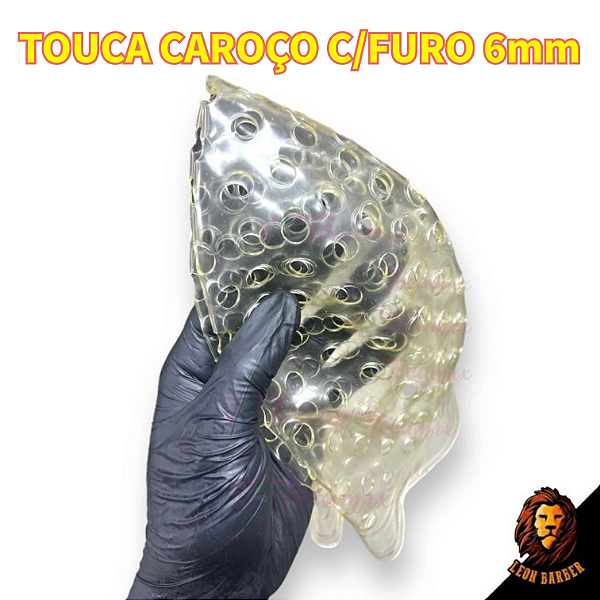 Touca Caroço furada 6mm Reflexos Siliconada Leon Barber Tamanho P