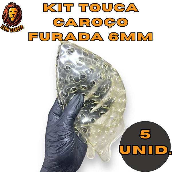 Kit 5 und Touca Caroço furada 6mm Reflexos Siliconada Leon Barber Tamanho P