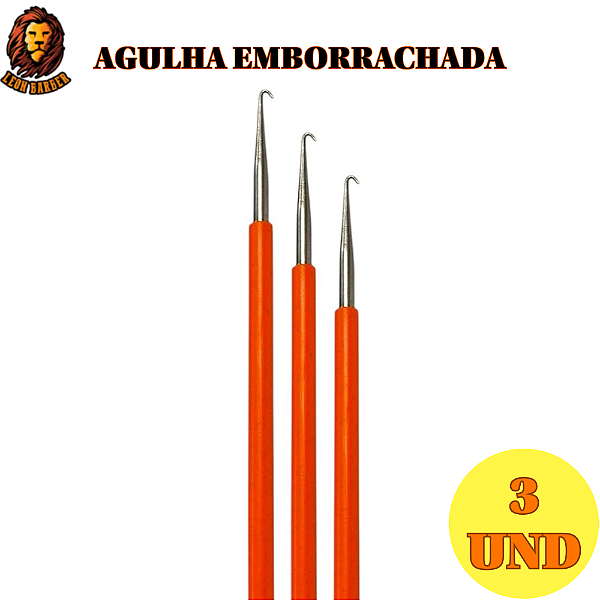 Kit 3 und Agulha Aço Inox emborrachada para Reflexo Leon Barber Laranja