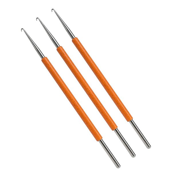 KIT Agulha Aço Inox emborrachada Laranja para Reflexo ou crochê Leon Barber (3 unidades)