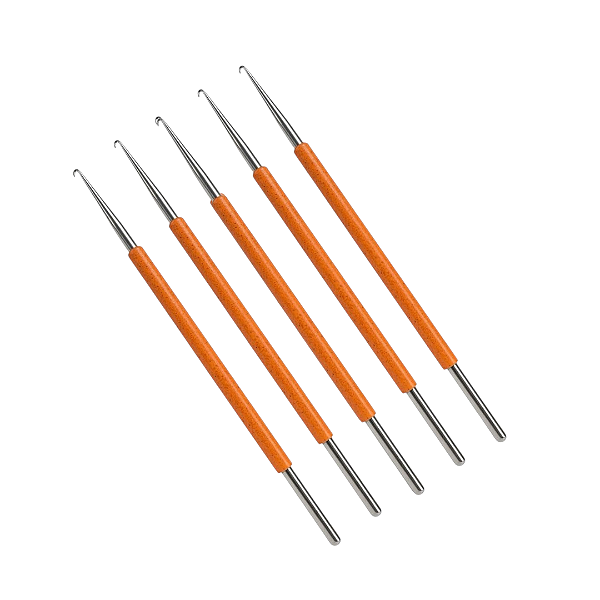 KIT Agulha Aço Inox emborrachada Laranja para Reflexo ou crochê Leon Barber (5 unidades)
