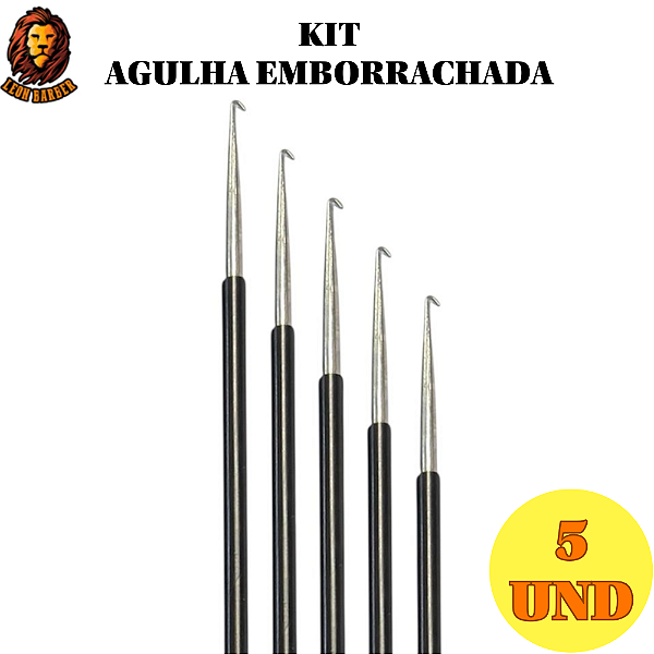Kit 5 und Agulha Aço Inox para Reflexo Leon Barber Preto