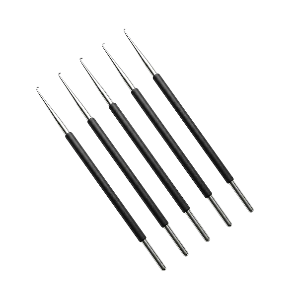 KIT Agulha Aço Inox emborrachado preto para Reflexo ou crochê Leon Barber (5 unidades)