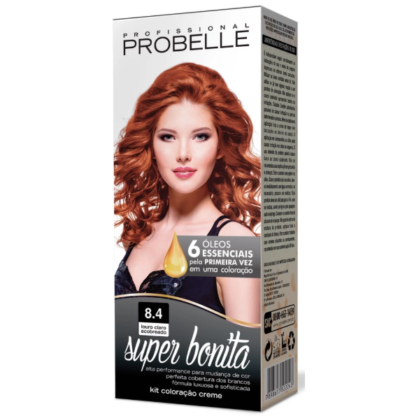Coloração Super Bonita 8.4 - Louro Claro Acobreado Probelle probelle