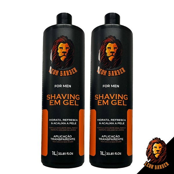 KIT Shaving Gel para Barbear 1000ml Leon Barber (2 unidades)