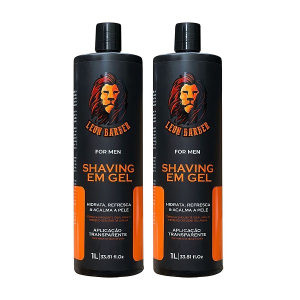 KIT Shaving Gel para Barbear 1000ml Leon Barber (2 unidades)