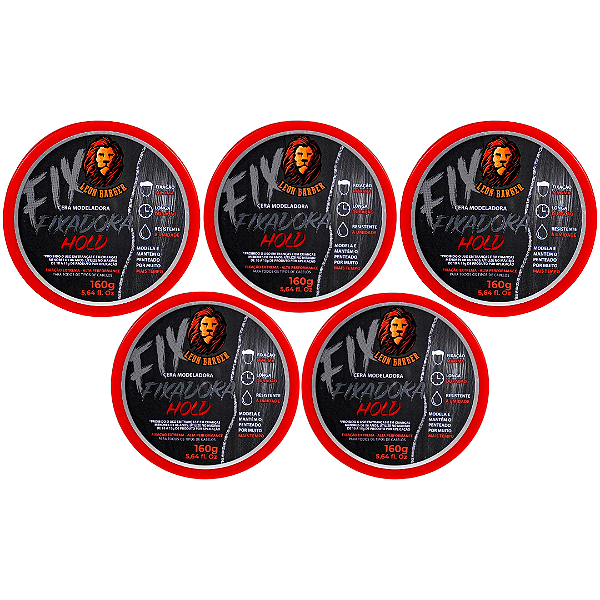 KIT 5x Cera Modeladora Hold Leon Barber Efeito Molhado Fixação Extraforte 160g